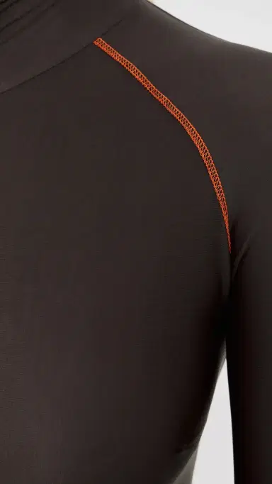 LaQuan Smith ong Sleeve Thong Bodysuit Chocolate/Orange | Thumbnail 6