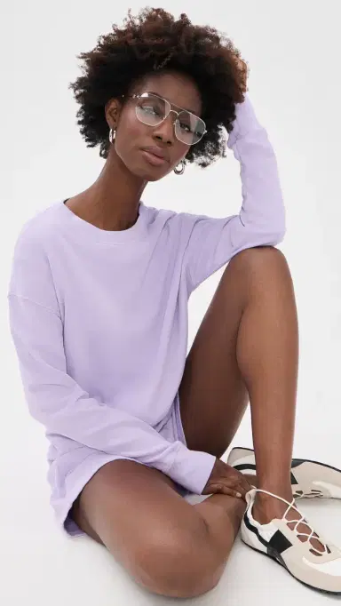 perfectwhitetee French Terry Pullover Sweatshirt Ultraviolet | Thumbnail 5