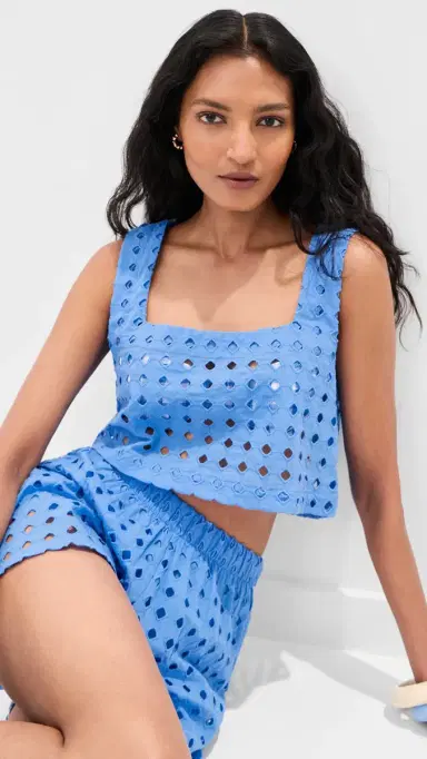 LE BOP Desiree Cropped Tank Marina Blue S | Thumbnail 2