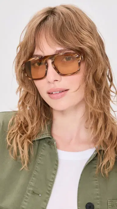 rag & bone Aviator Acetate Sunglasses Shiny Amber Brown Horn One Size | Thumbnail 3