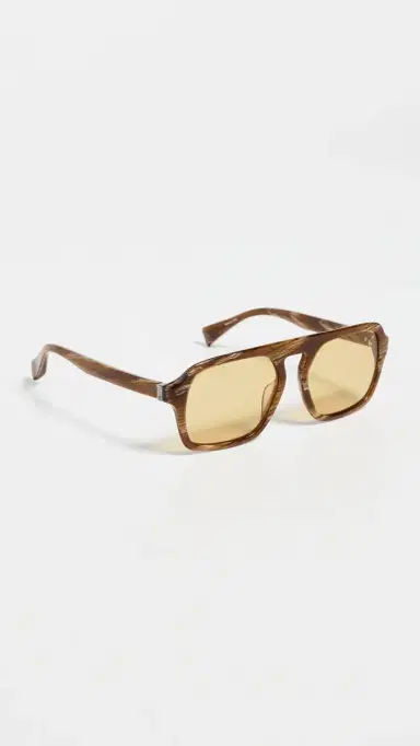 rag & bone Aviator Acetate Sunglasses Shiny Amber Brown Horn One Size | Thumbnail 4