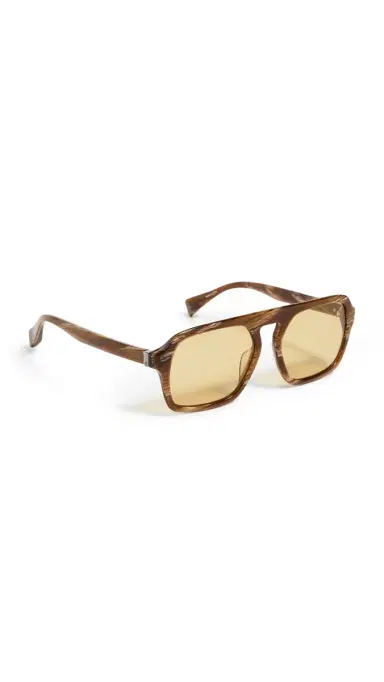 rag & bone Aviator Acetate Sunglasses Shiny Amber Brown Horn One Size | Thumbnail 6