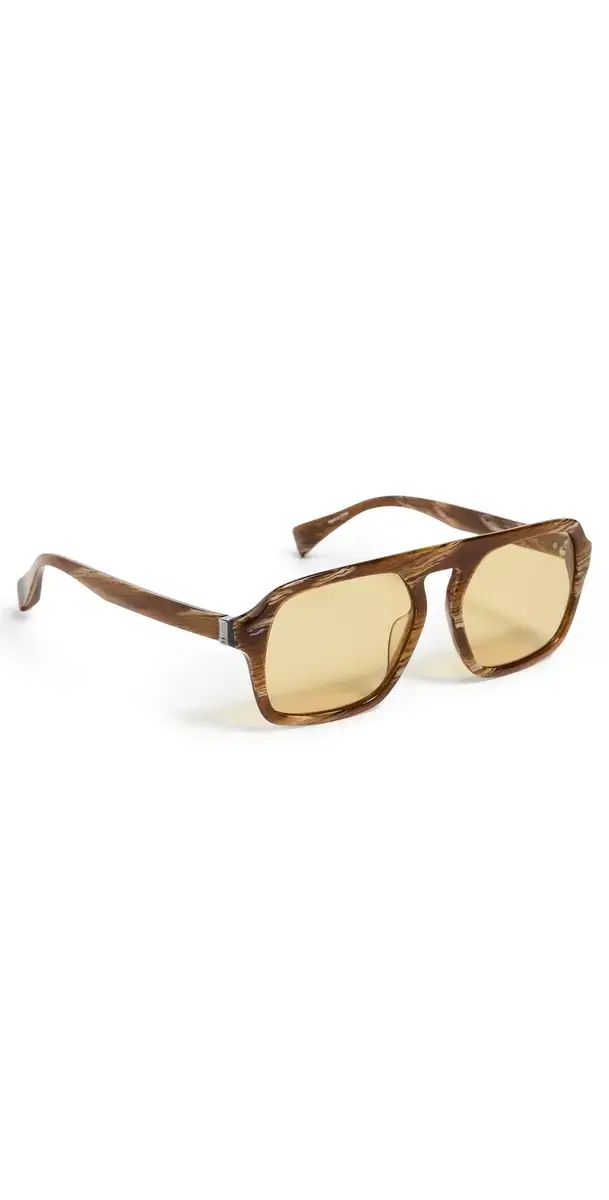 Aviator Acetate Sunglasses Shiny Amber Brown Horn One Size