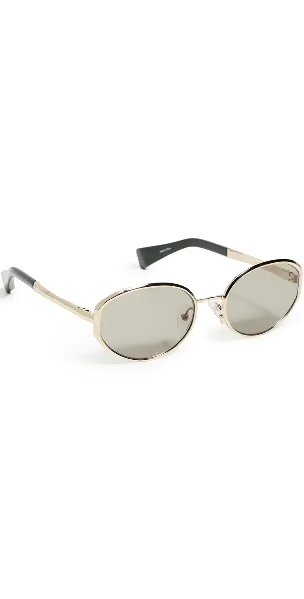 Round Metal Sunglasses Shiny Gold/Olive Green One Size