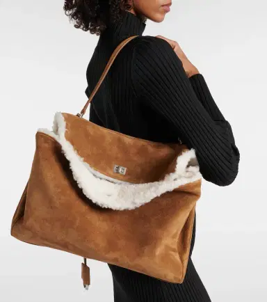 Balenciaga Rodeo Large shearling-lined suede shoulder bag | Thumbnail 3 Balenciaga Rodeo Large shearling-lined suede shoulder bag | Thumbnail 3