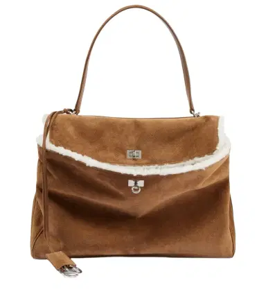 Balenciaga Rodeo Large shearling-lined suede shoulder bag | Thumbnail 1 Balenciaga Rodeo Large shearling-lined suede shoulder bag | Thumbnail 1