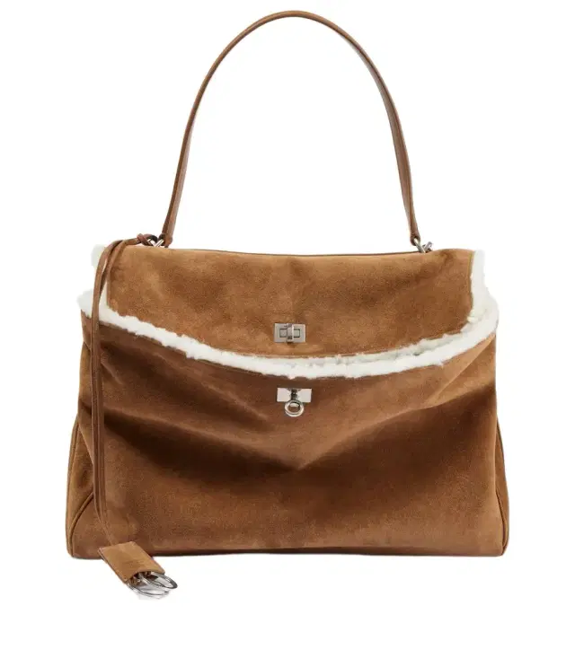 Balenciaga Rodeo Large shearling-lined suede shoulder bag