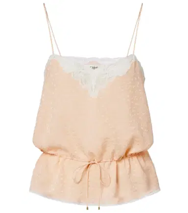 Chloé Chloé Lace-trimmed silk jacquard camisole | Thumbnail 1 Chloé Chloé Lace-trimmed silk jacquard camisole | Thumbnail 1