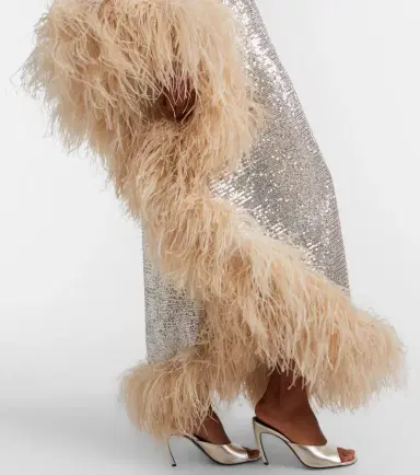 Taller Marmo Ubud feather-trimmed sequined gown | Thumbnail 3