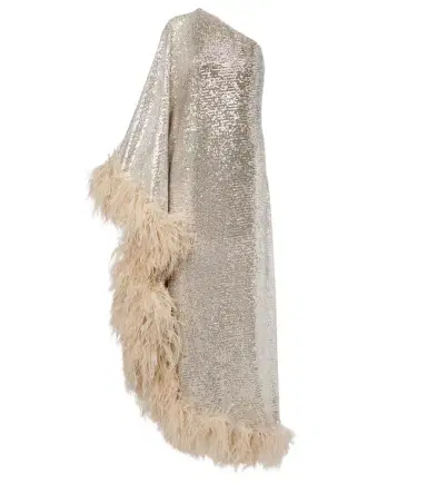 Taller Marmo Ubud feather-trimmed sequined gown | Thumbnail 1