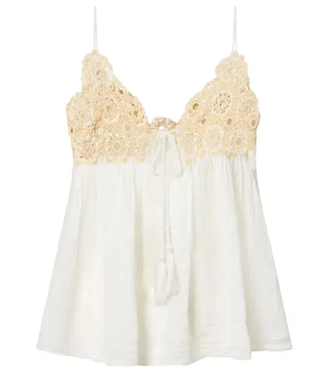 Ulla Johnson Alessia crochet-trimmed cotton gauze top