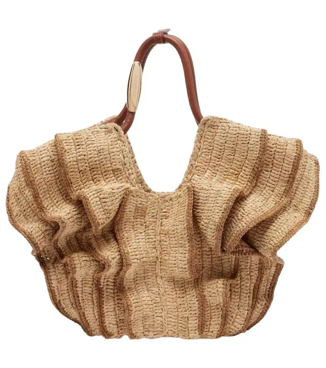 Goldentime Small raffia top-handle bag