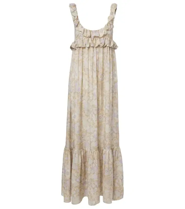 Chloe Chloé Floral ruffled silk charmeuse maxi dress