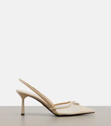 Prada Leather-trimmed mesh slingback pumps | Thumbnail 2 Prada Leather-trimmed mesh slingback pumps | Thumbnail 2