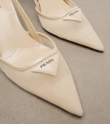 Prada Leather-trimmed mesh slingback pumps | Thumbnail 3 Prada Leather-trimmed mesh slingback pumps | Thumbnail 3