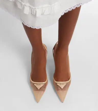 Prada Leather-trimmed mesh slingback pumps | Thumbnail 6 Prada Leather-trimmed mesh slingback pumps | Thumbnail 6