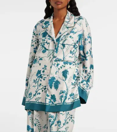 Erdem Floral silk pajama shirt | Thumbnail 3