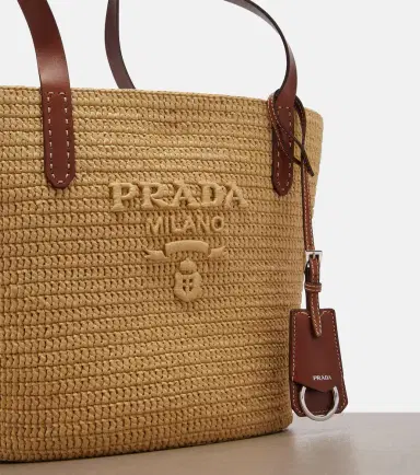Prada Medium raffia-effect crochet basket bag | Thumbnail 2