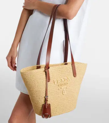 Prada Medium raffia-effect crochet basket bag | Thumbnail 5