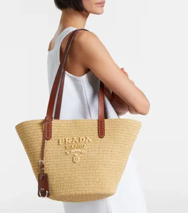 Prada Medium raffia-effect crochet basket bag | Thumbnail 7
