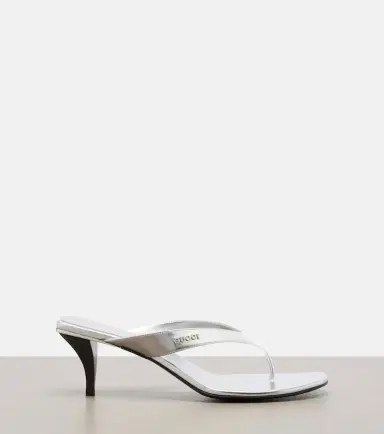 Gucci Vittoria metallic leather thong sandals | Thumbnail 3