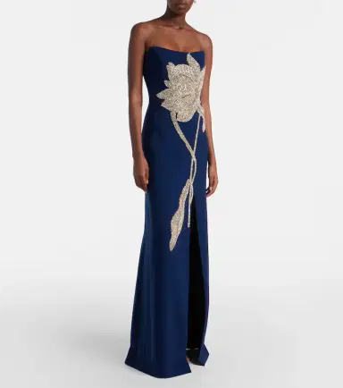 Costarellos Fara crystal-embellished crêpe gown | Thumbnail 3