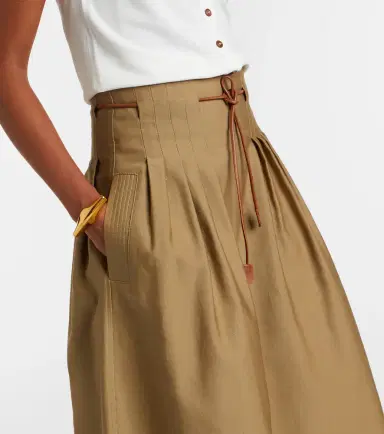 Max Mara Tempio belted cotton twill midi skirt | Thumbnail 3 Max Mara Tempio belted cotton twill midi skirt | Thumbnail 3