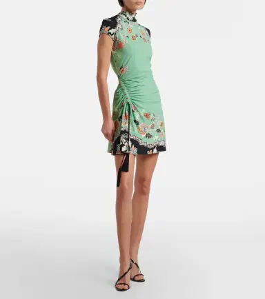 Roberto Cavalli Floral gathered jersey minidress | Thumbnail 5