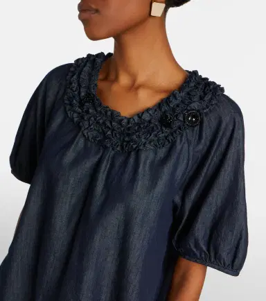 'S Max Mara 'S Max Mara Embellished ruffled denim blouse | Thumbnail 5