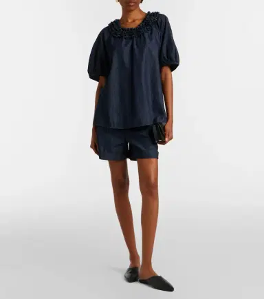 'S Max Mara 'S Max Mara Embellished ruffled denim blouse | Thumbnail 6