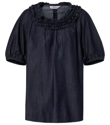 'S Max Mara 'S Max Mara Embellished ruffled denim blouse | Thumbnail 1