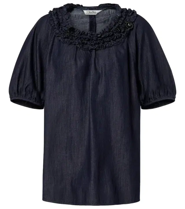 'S Max Mara Embellished ruffled denim blouse