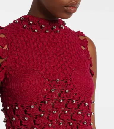 Rabanne Embellished crochet cotton top | Thumbnail 3