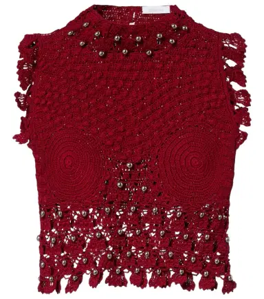 Rabanne Embellished crochet cotton top | Thumbnail 1