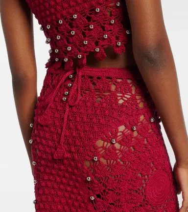 Rabanne Embellished crochet cotton midi skirt | Thumbnail 2