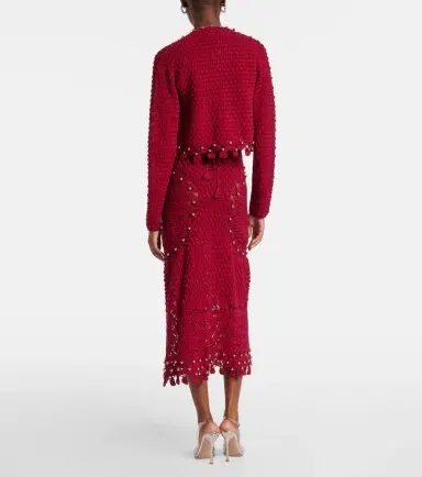 Rabanne Embellished crochet cotton midi skirt | Thumbnail 5