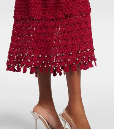 Rabanne Embellished crochet cotton midi skirt | Thumbnail 6