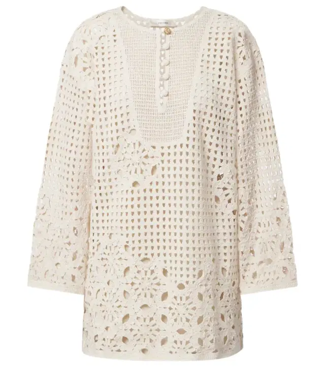 Frame The Postcard cotton crochet tunic