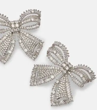 Self-Portrait Bow crystal-embellished earrings | Thumbnail 3