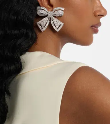 Self-Portrait Bow crystal-embellished earrings | Thumbnail 5