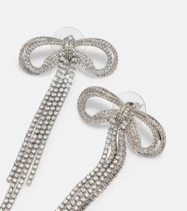 Self-Portrait Bow crystal-embellished earrings | Thumbnail 4