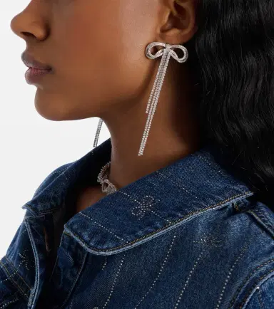 Self-Portrait Bow crystal-embellished earrings | Thumbnail 5