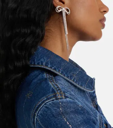 Self-Portrait Bow crystal-embellished earrings | Thumbnail 6