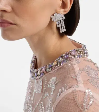 Self-Portrait Crystal-embellished drop earrings | Thumbnail 5