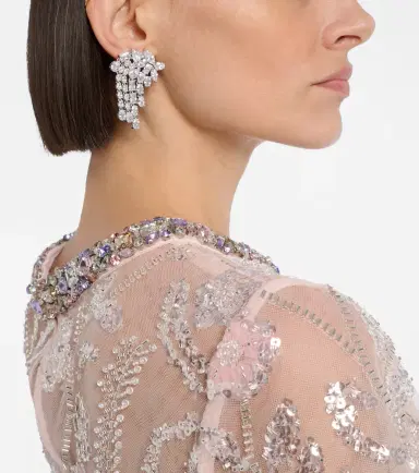 Self-Portrait Crystal-embellished drop earrings | Thumbnail 6