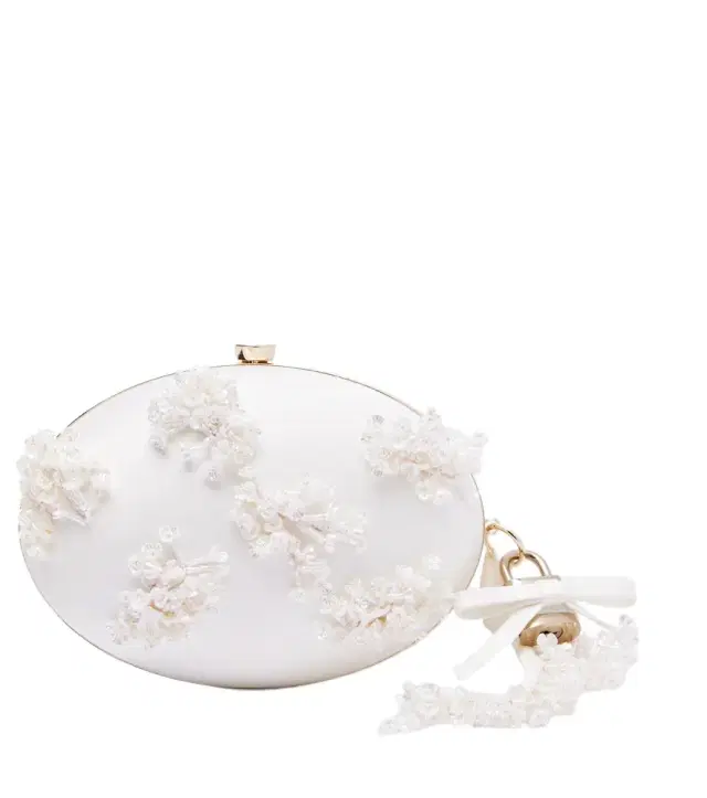 Oval Small embellished satin clutch