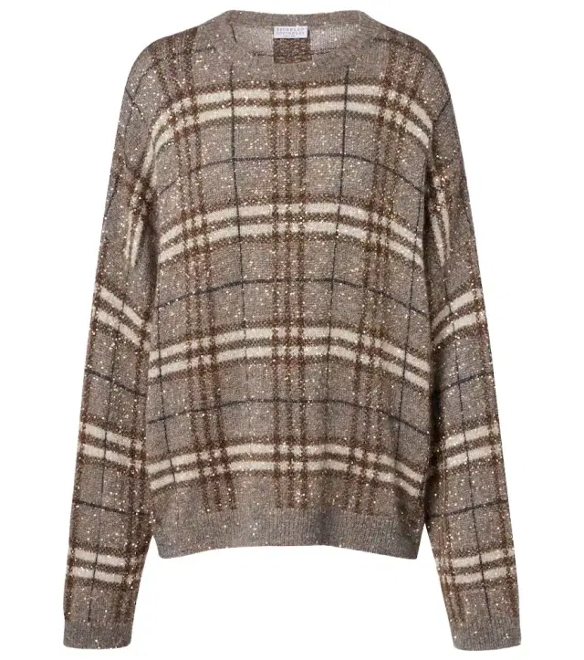 Brunello Cucinelli Checked sequined sweater