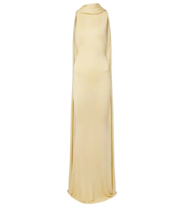 Scarf-detail knitted maxi dress