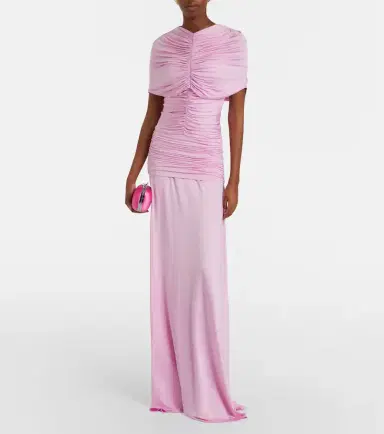 Self-Portrait Caped ruched jersey maxi dress | Thumbnail 4