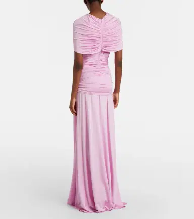 Self-Portrait Caped ruched jersey maxi dress | Thumbnail 6